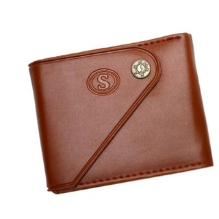 Samm and Moody Chakku Button Trifold Wallet for Men/Boys (Tan)