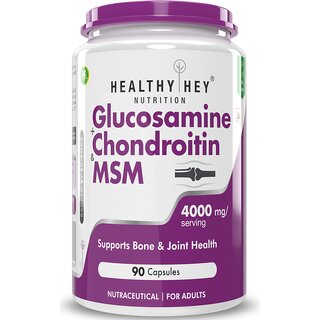 HealthyHey Nutrition Glucosamine Chondroitin  MSM for Cartilage Support Extra Strength 90 Capsules