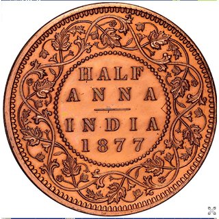                       HALF ANNA 1877 COPPER COIN.                                              