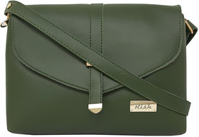 RISH Plain Sling Bag for Women - Olive Green