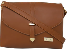 RISH Plain Sling Bag for Women - Brown