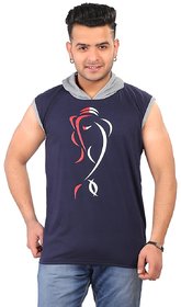 Stylatract Solid Mens Hooded Sleeveless T-Shirt