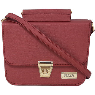RISH Textured Small Size Party Sling Bag for Women - Red