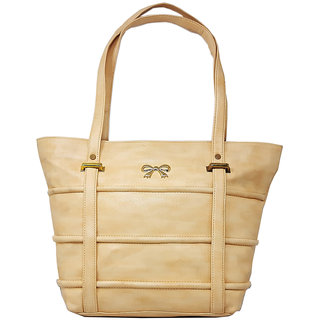 RISH Plain Solid Texture Pattern Handbag for Women - Cream