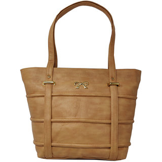 RISH Plain Solid Texture Pattern Handbag for Women - Brown