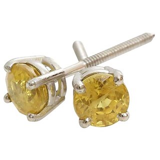 Buy Yellow Sapphire Earring with Natural Pukhraj Stone