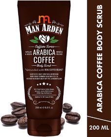 Man Arden Caffeine Series Arabica Coffee Body Scrub - From Real Coffee Beans  Tan Removal  No Paraben  SLS - 200ml