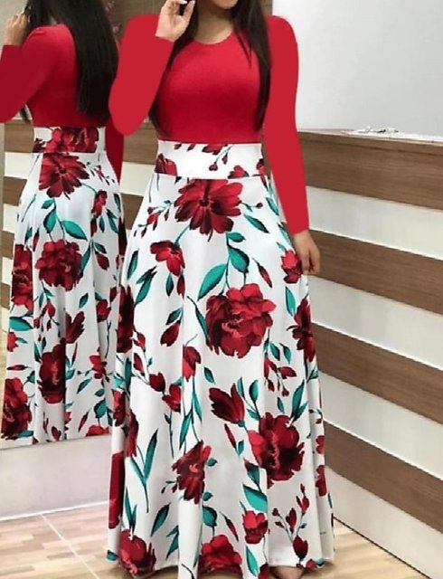 red white flower dress
