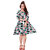 Saadhvi Black and White Crepe Floral Print Western Wear Dress