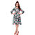 Saadhvi Black and White Crepe Floral Print Western Wear Dress