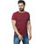 Odoky Maroon Striped Cotton T-shirt For Men