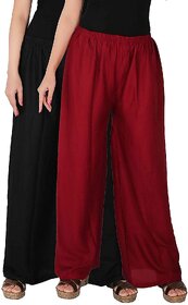 Ruchika Collection  Women's Rayon Plain Color Palazzo pack of-2