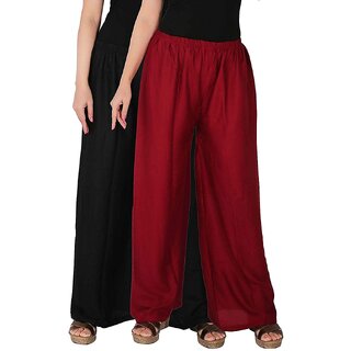rayon palazzo for women black and mahrom color