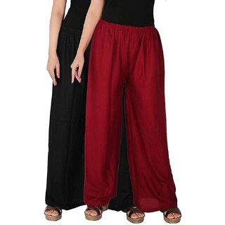                       Ruchika collection Women's Rayon Flared Palazzo Combo (Pack of 2)                                              