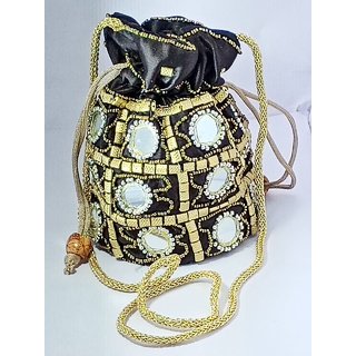 Buy Women's Ethnic Rajasthani Silk Potli Bag Potli Purse Bridal Purse ...