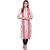 Rocca Women Printed Frontslit Calf Long Kurta (Off White, Pink)