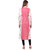Rocca Women Printed Frontslit Calf Long Kurta (Off White, Pink)