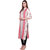 Rocca Women Printed Frontslit Calf Long Kurta (Off White, Pink)
