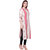 Rocca Women Printed Frontslit Calf Long Kurta (Off White, Pink)