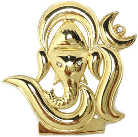 GA Metal Lord Ganesh Car Dashboard Idol color Golden (Tape Included To Stick) a7