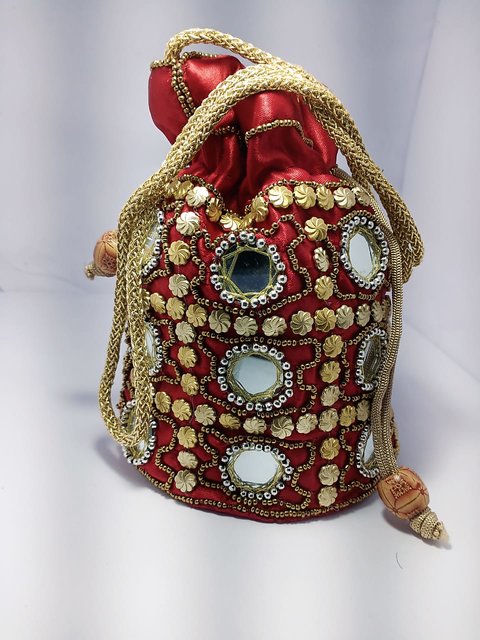 Buy Maroon bridal potli bag Designer Wear  Ensemble