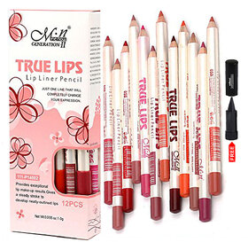 MN True Lips Lip Liner Pencil Pack of 12 With Adbeni Kajal Worth Rs.125/