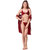 Reposey Women's Satin Short Robe with Bra and Thong Set of 3 pcs(Color-Maroon)