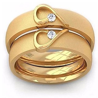                       Natural American Diamond Gold Plated Designer Couple Ring Precious  Certified Stone Diamond Ring -CEYLONMINE                                              