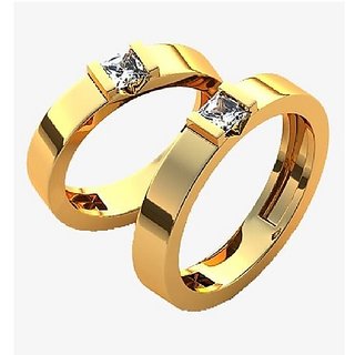                       Natural American Diamond Gold Plated Designer Couple Ring Precious  Certified Stone Diamond Ring -CEYLONMINE                                              