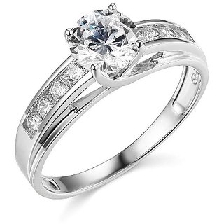                      Diamond Stone Ring In Silver Precious  Lab Certified Stone American diamond Ring For Unisex By CEYLONMINE                                              