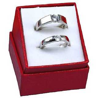                       Diamond Couple Ring In Silver Precious  Lab Certified Stone American diamond Ring For Couple By CEYLONMINE                                              
