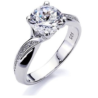                       American Diamond Stone Finger Ring unheated  Lab Certified Diamond Sterling Silver Ring For Fashion  Astrology purpose                                              
