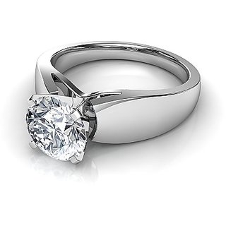                       Diamond Stone Ring In Silver Precious  Lab Certified Stone American diamond Ring For Unisex By CEYLONMINE                                              