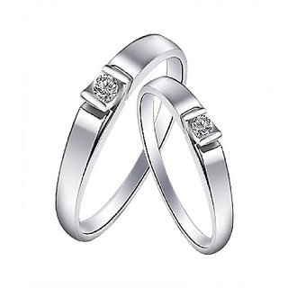                       Diamond Couple Ring In Silver Precious  Lab Certified Stone American diamond Ring For Couple By CEYLONMINE                                              