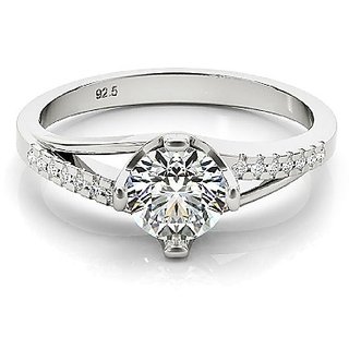                       Original Diamond Silver Beautiful Finger Ring Effective  Certified Stone American White Diamond Ring By CEYLONMINE                                              