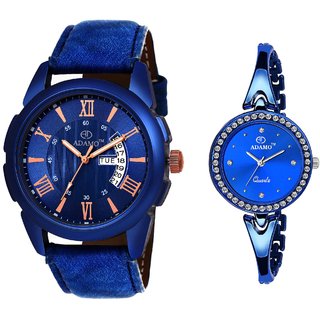 Adamo analog blue dial women's watch discount