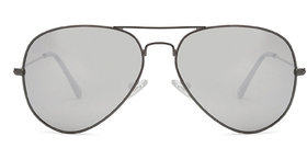 David Martin Silver Mirrored lens Unisex Aviator Sunglasses Pack Of -1