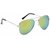 David Martin Silver  Green Mirrored lens Unisex Aviator Sunglasses Pack Of - 1