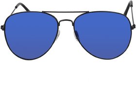 David Martin Black  Blue Mirrored lens Unisex Aviator Sunglasses Pack Of-1