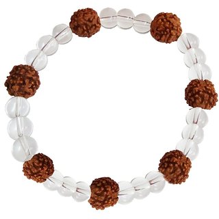 Yuvi Shoppe Religious Rudrakash with Sphatik (Crystal) Stracheble Design Bracelet Yuvi Shoppe Religious Rudrakash with Sphatik (Crystal) Stracheble Design Bracelet