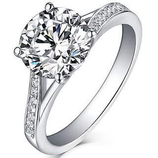                       Diamond Stone Ring In Silver Precious  Lab Certified Stone American diamond Ring For Unisex By CEYLONMINE                                              
