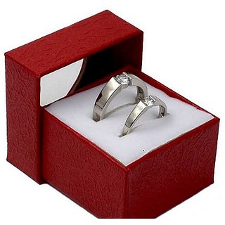                       Original Diamond Silver Couple Ring Effective  Certified Stone American Diamond Ring By CEYLONMINE                                              