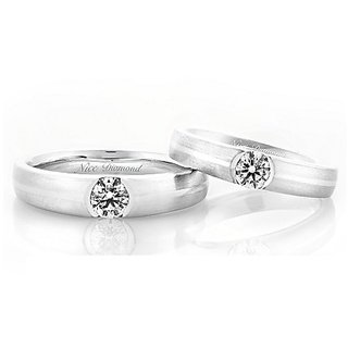                       Certified Stone Diamond Silver Couple Ring Natural & Original American Diamond Ring CEYLONMIINE                                              