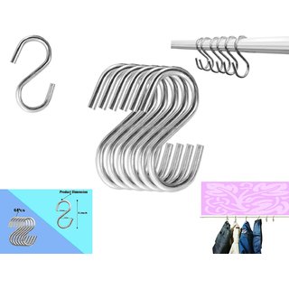 PRODUCTMINE Stainless Steel Multipurpose S-Hook Sling Type,Hangers, Travelling Hook 3 Inches in Length (Pack of 6 pcs)