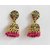Golden toned box shaped hanging earring with beads for Girl and Women