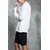 PAUSE White French Terry Solid Round Neck Slim Fit Long Sleeve Men's T-Shirt