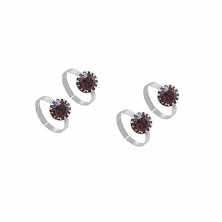                       Toe Ring Plain Pure Sterling Purple Color Silver Plated Toe Ring Jewelry for Women, Set 2 PCS. (020)                                              