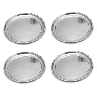 Buy AH Stainless Steel Heavy Guage Mirror Finish Dinner Plates - 12 ...