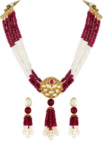 Asmitta Kundan Pearl Studded Gold toned Choker Necklace set for women