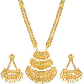 Asmitta Ethnic Designer One Gram Gold plated Long Necklace set for women
